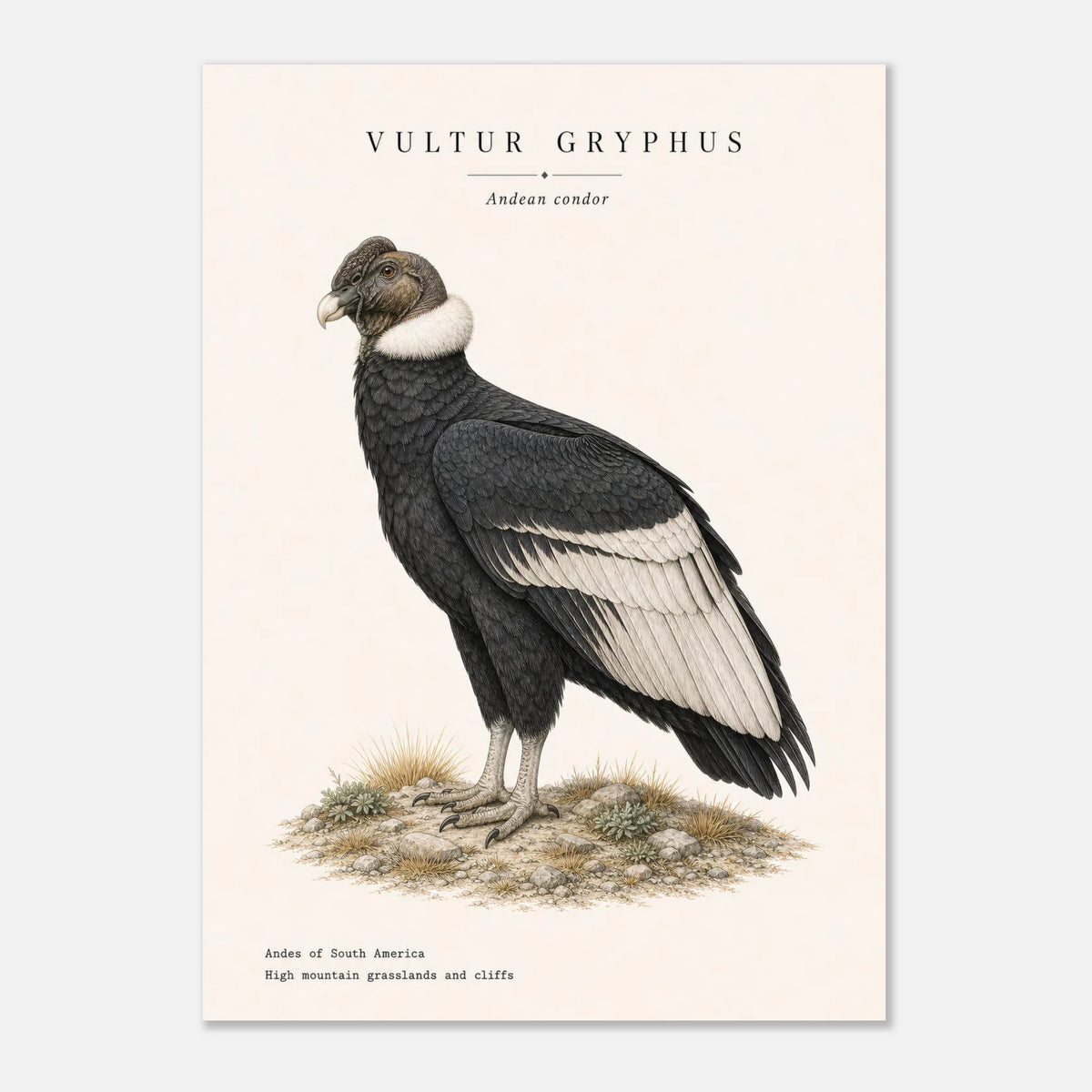 Affiche Condor des Andes naturaliste portrait – Papier qualité musée — visuel de présentation