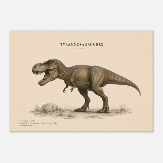 Affiche murale T-Rex réaliste en chair, illustration Mûrale qualité musée