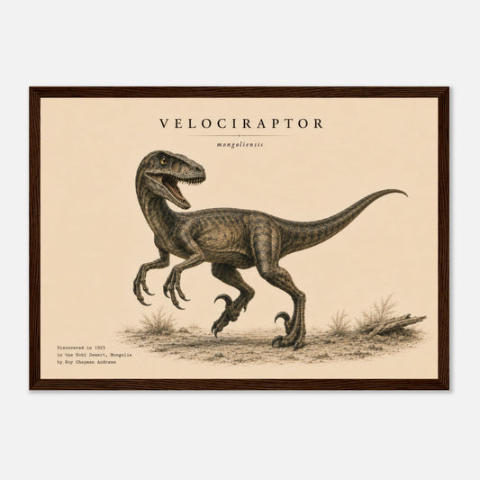 Affiche murale Vélociraptor réaliste en chair, illustration Mûrale qualité musée