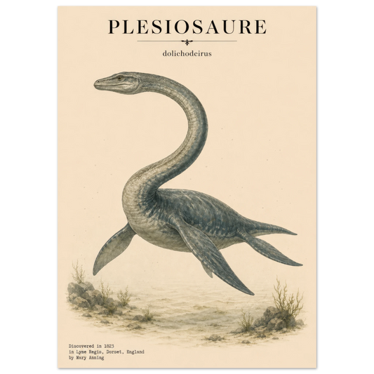 Affiche murale Plésiosaure réaliste en chair, illustration Mûrale qualité musée