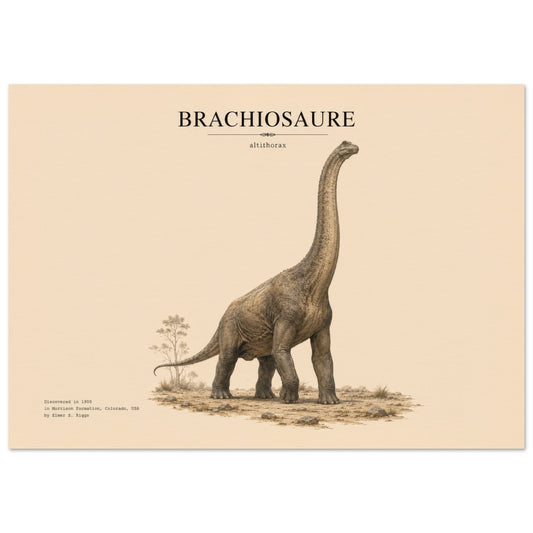 Affiche murale Brachiosaure réaliste en chair, illustration Mûrale qualité musée