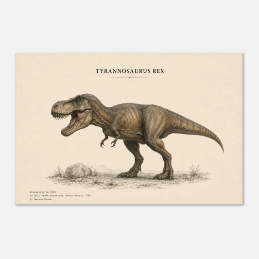 Affiche murale T-Rex réaliste en chair, illustration Mûrale qualité musée