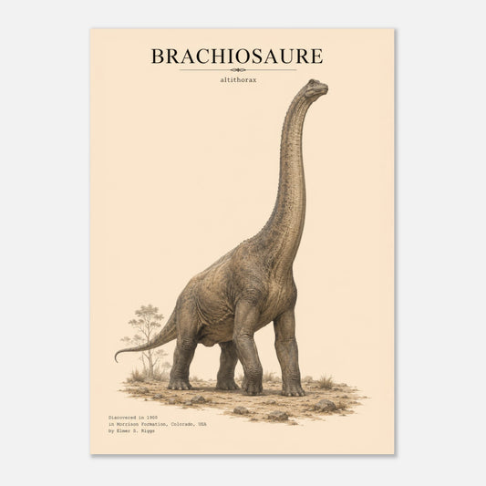 Affiche murale Brachiosaure réaliste en chair, illustration Mûrale qualité musée
