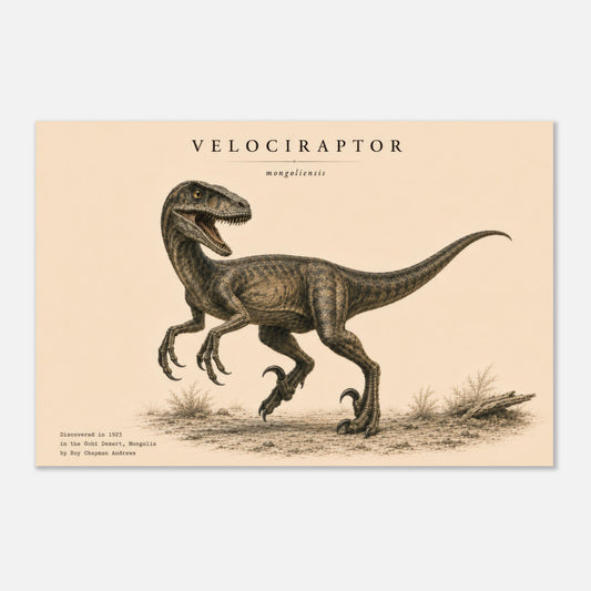 Affiche murale Vélociraptor réaliste en chair, illustration Mûrale qualité musée