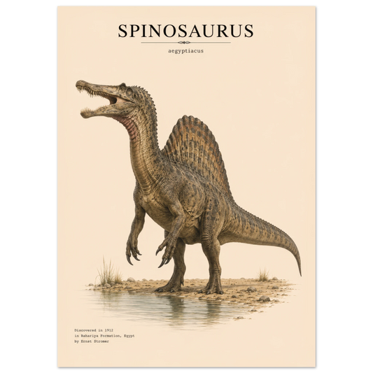 Affiche murale Spinosaure réaliste en chair, illustration Mûrale qualité musée