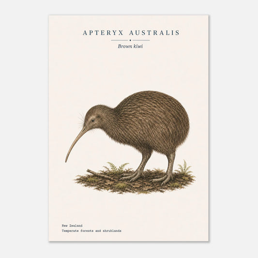 Affiche Kiwi naturaliste portrait – Papier qualité musée — illustration du kiwi sur fond ivoire