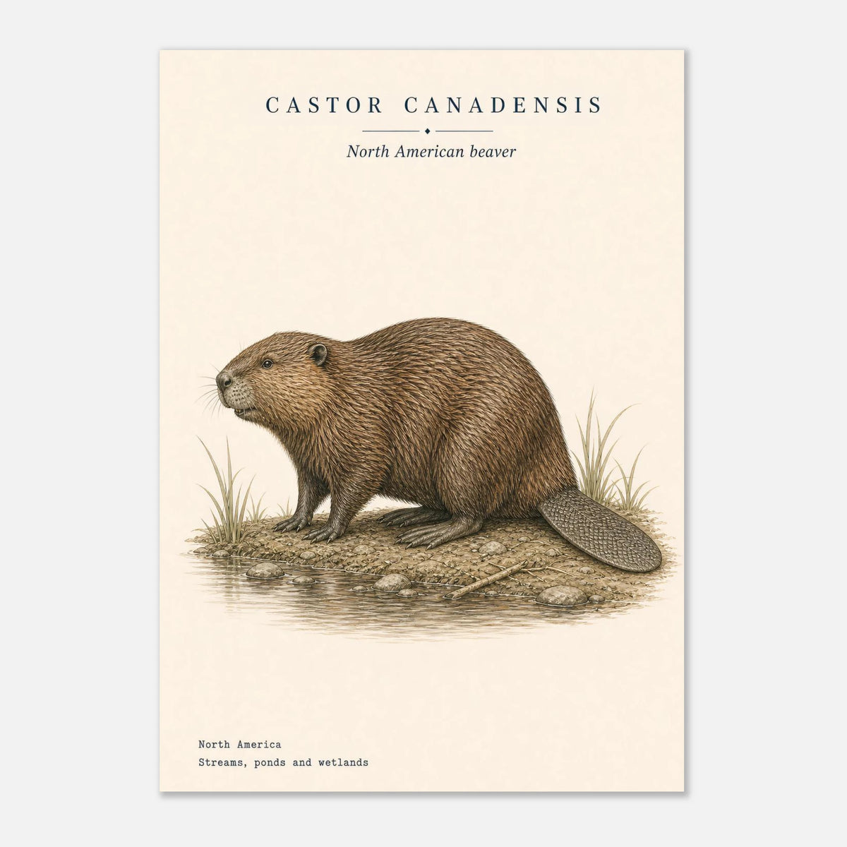 Affiche Castor du Canada naturaliste portrait – Papier qualité musée — visuel principal