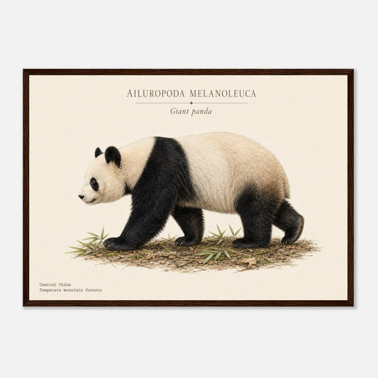 Affiche Panda géant naturaliste paysage – Encadrée bois — visuel principal