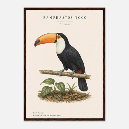 Affiche Toucan toco naturaliste portrait – Encadrée bois — visuel principal