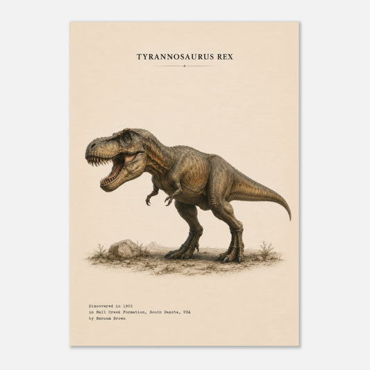 Affiche murale T-Rex réaliste en chair, illustration Mûrale qualité musée