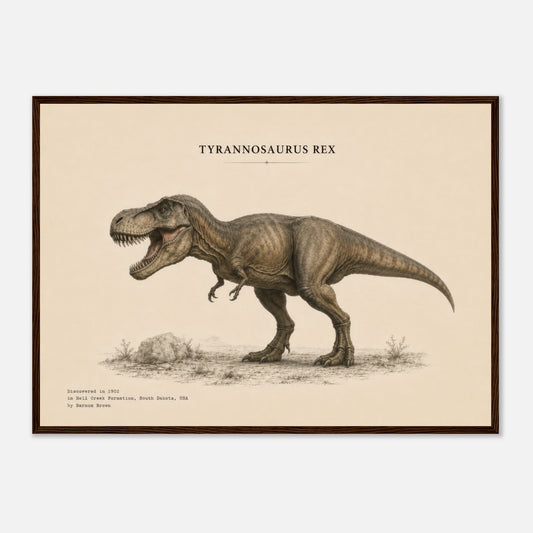Affiche murale T-Rex réaliste en chair, illustration Mûrale qualité musée