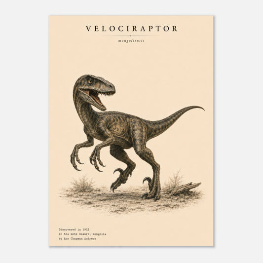 Affiche murale Vélociraptor réaliste en chair, illustration Mûrale qualité musée