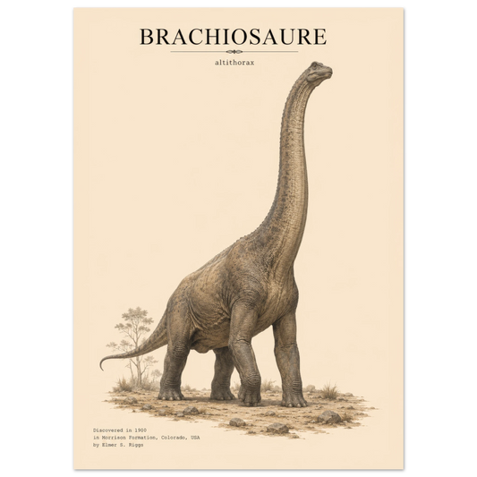 Affiche murale Brachiosaure réaliste en chair, illustration Mûrale qualité musée
