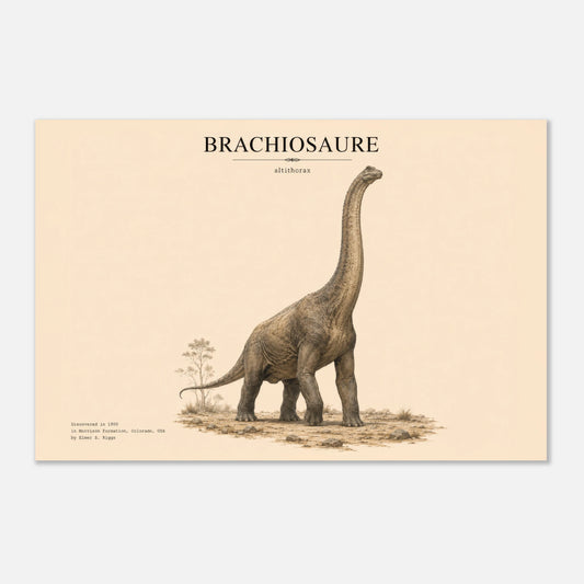 Affiche murale Brachiosaure réaliste en chair, illustration Mûrale qualité musée