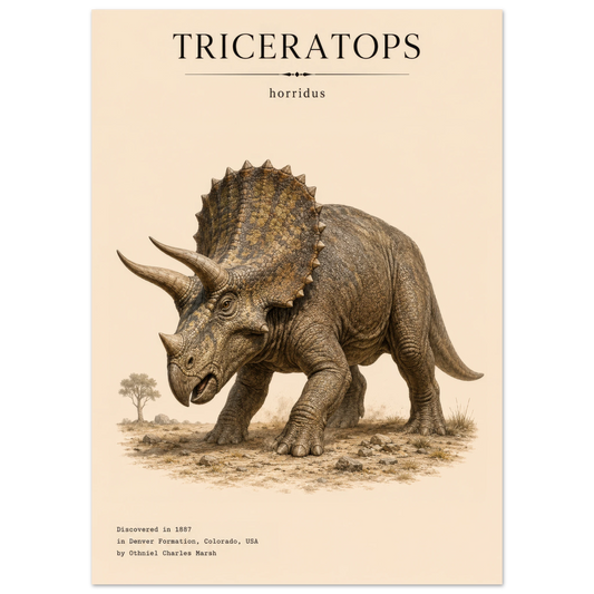 Affiche murale Tricératops réaliste en chair, illustration Mûrale qualité musée