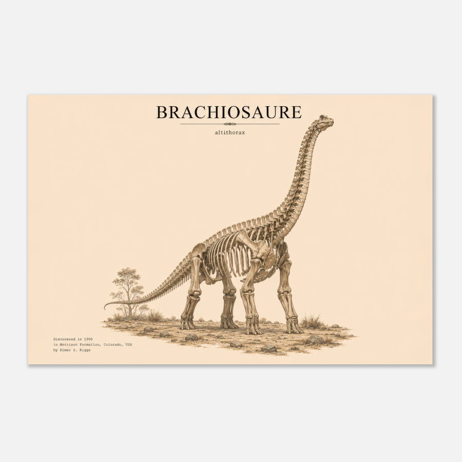 Brachiosaure en os fossilisé sur affiche aluminium